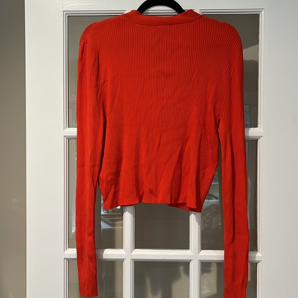 Red Cropped Ribbed Cardigan - Picture 3 of 4